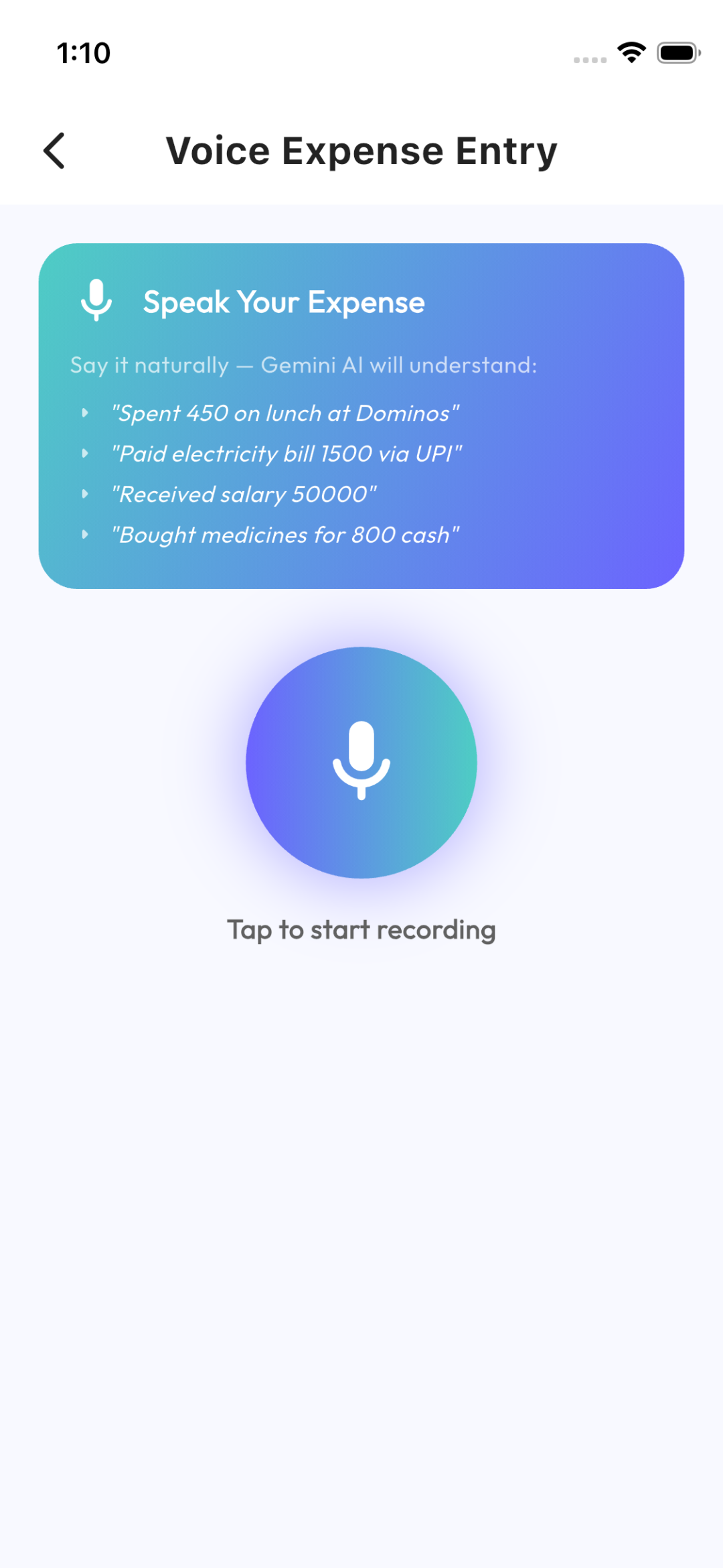 AI Voice expense Logging